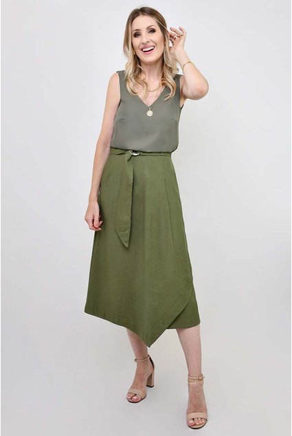 Lojas Renner Saia Midi Verde Militar Renner Saia Midi Online Verde