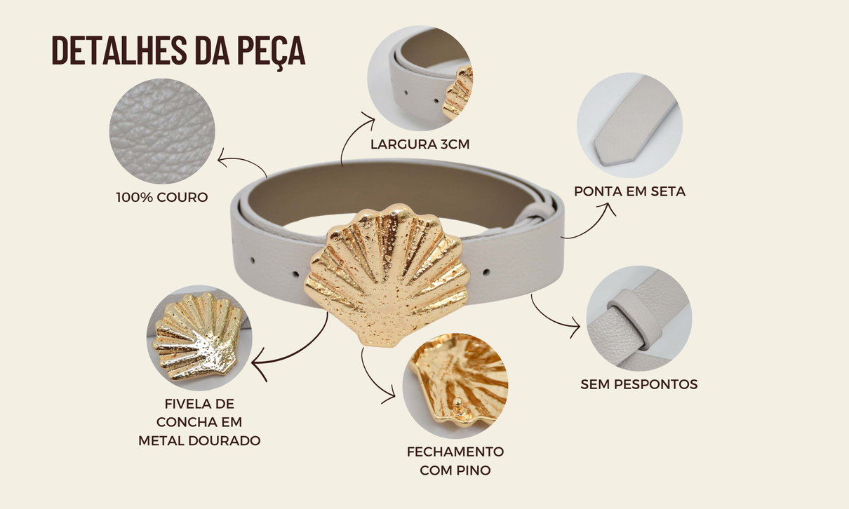 tabela de medidas site cinto couro fivela concha off white