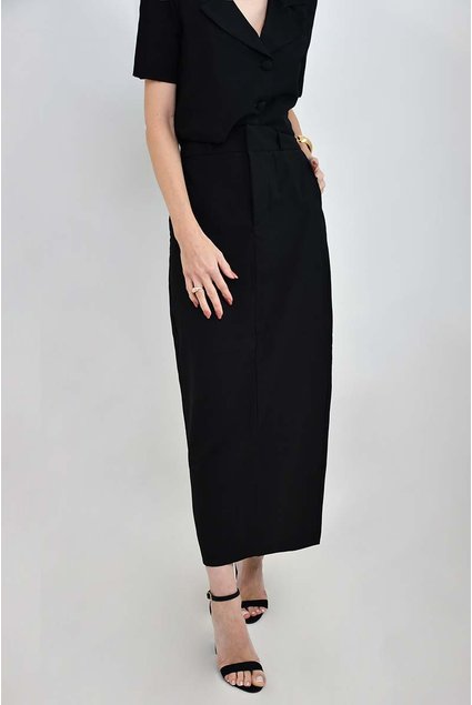 saia midi beth preto elegante