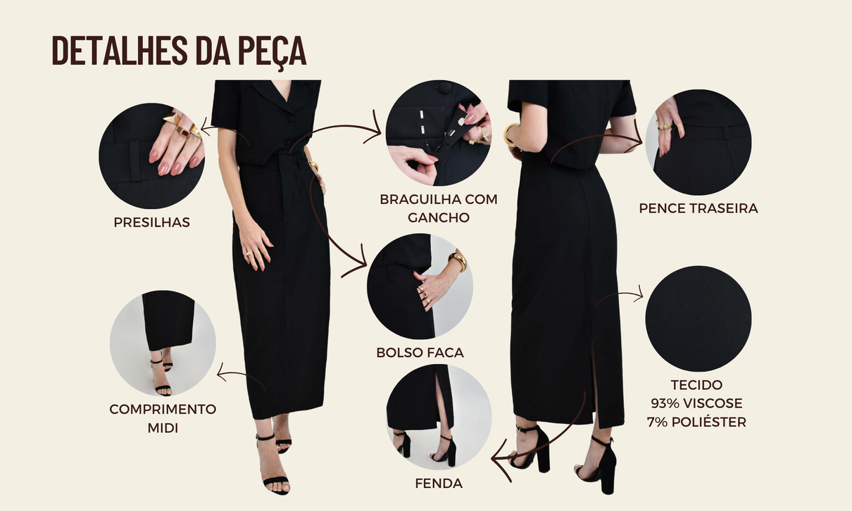 tabela de medidas saia midi alfaiataria beth preto