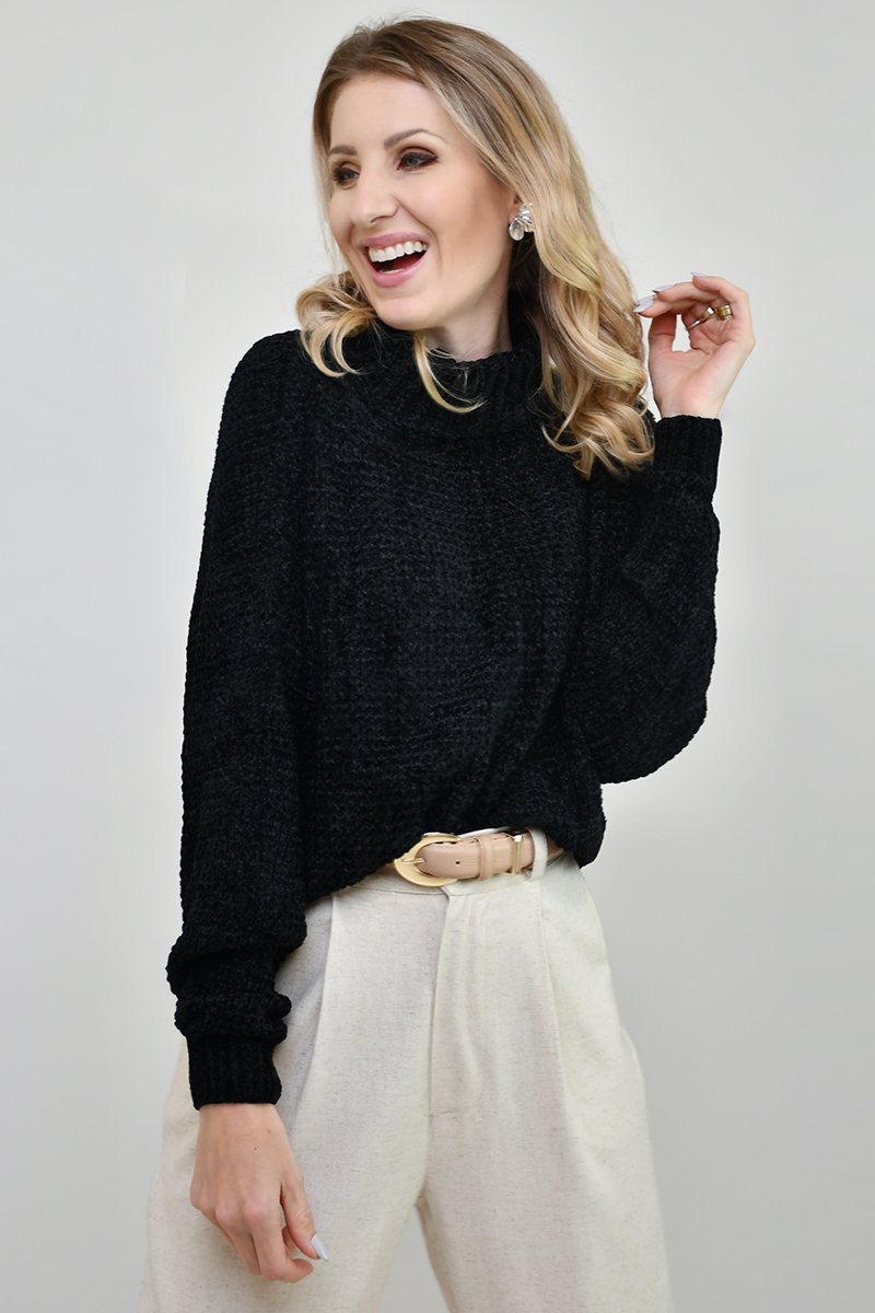 tricot liz gola alta preto inverno 2025 viscose