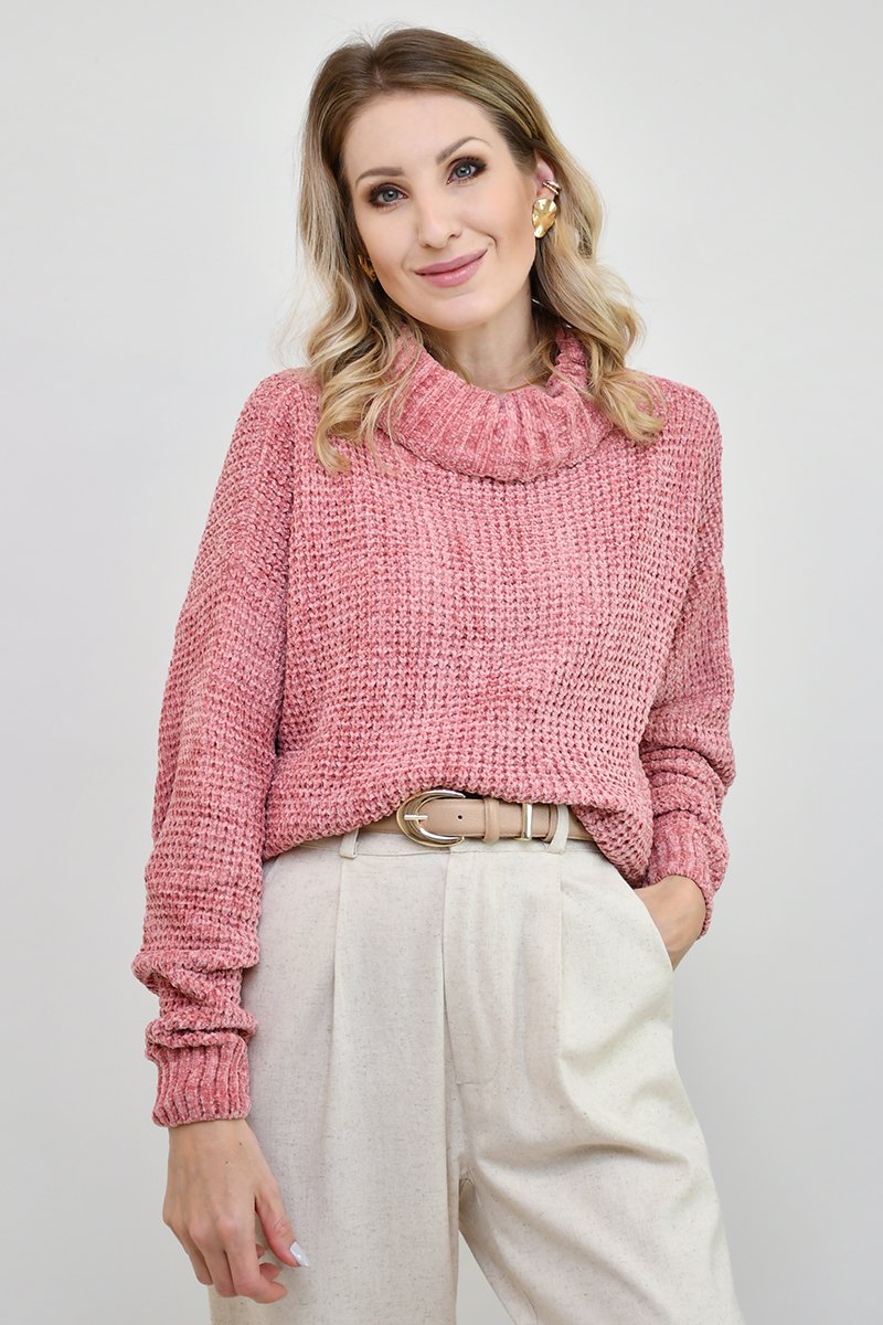 tricot liz gola alta rosa cha inverno 2025 cores universais