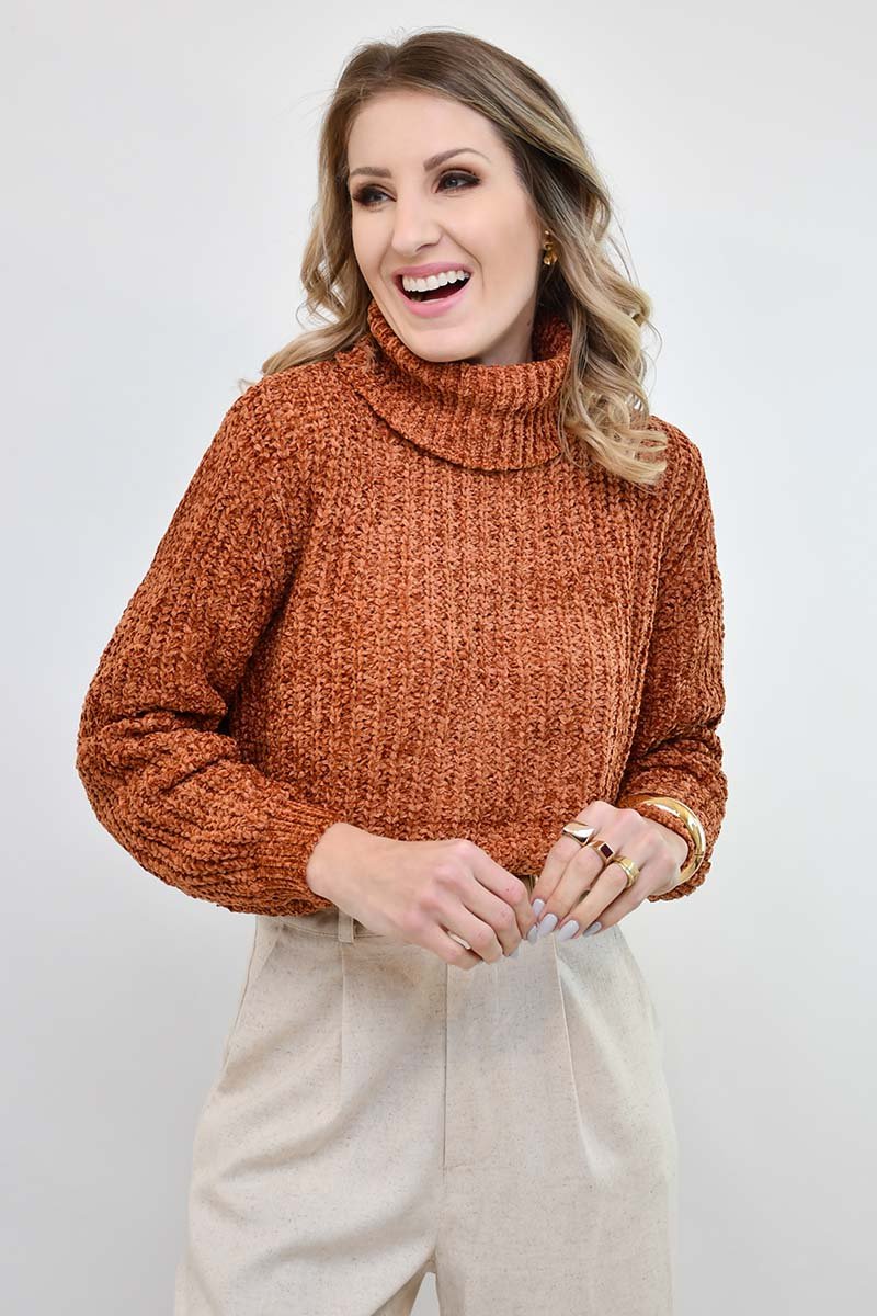 blusa tricot cris terracota feminino delicado confortavel casual dia a dia 1