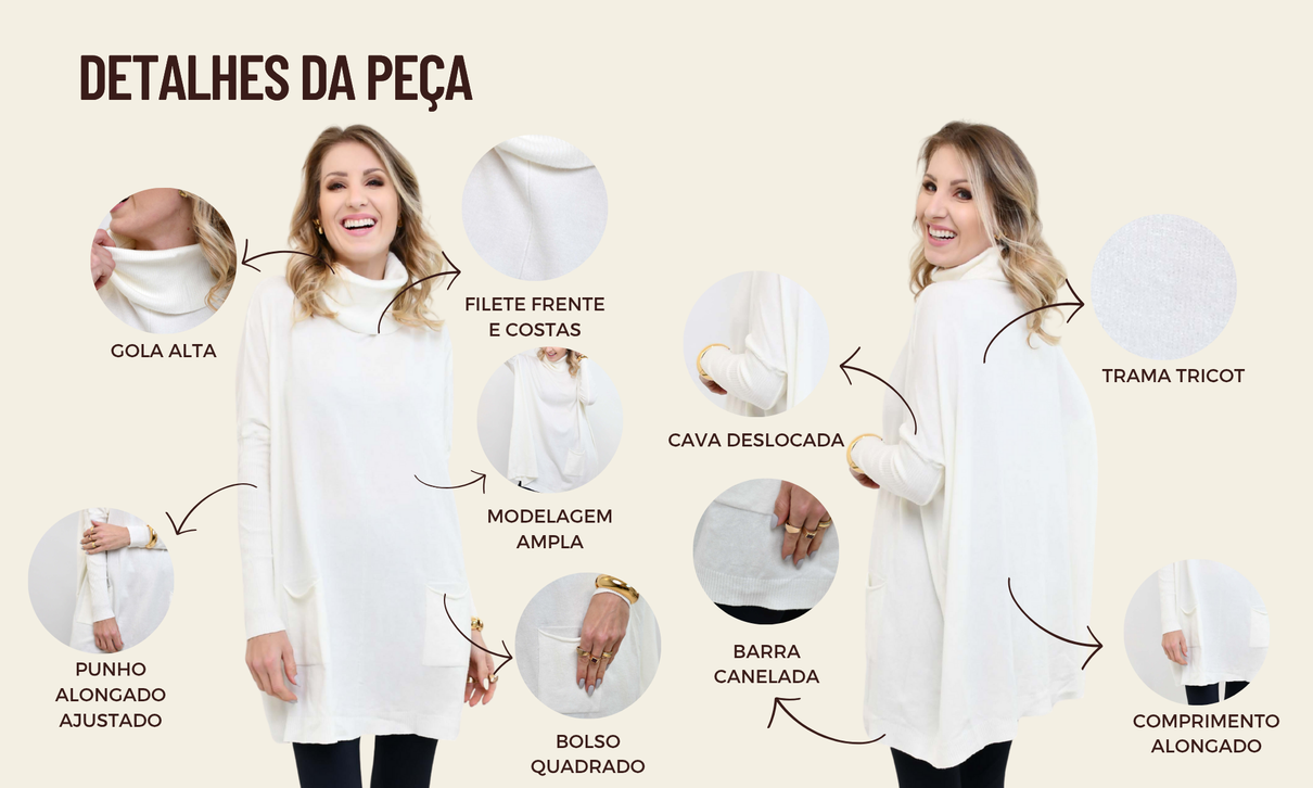 ficha de detalhes poncho tricot suzy off white