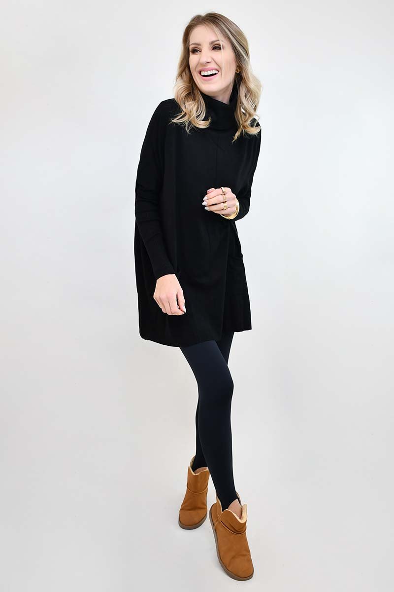 poncho tricot suzy preto cotidiano