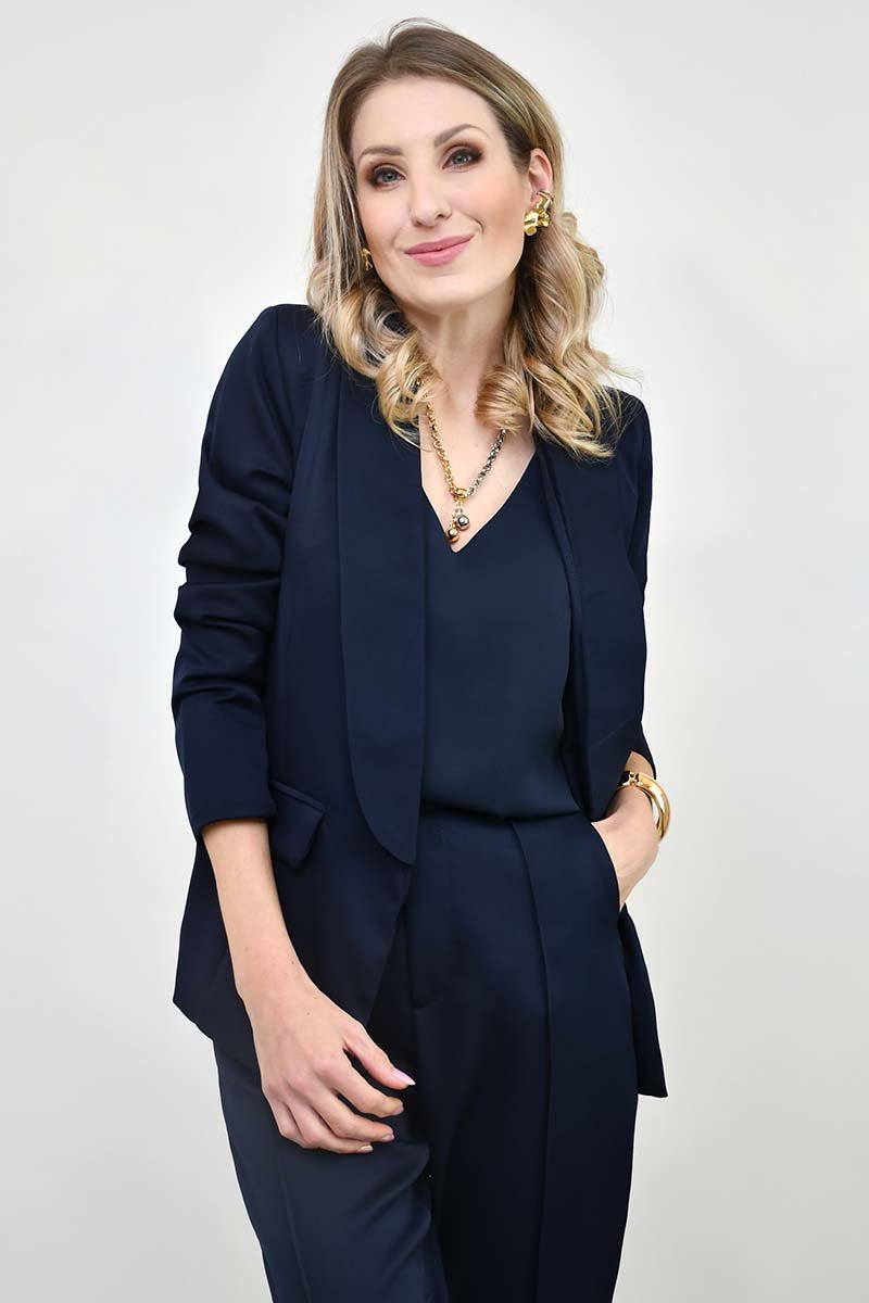 blazer alfaiataria ellen feminino azul marinho