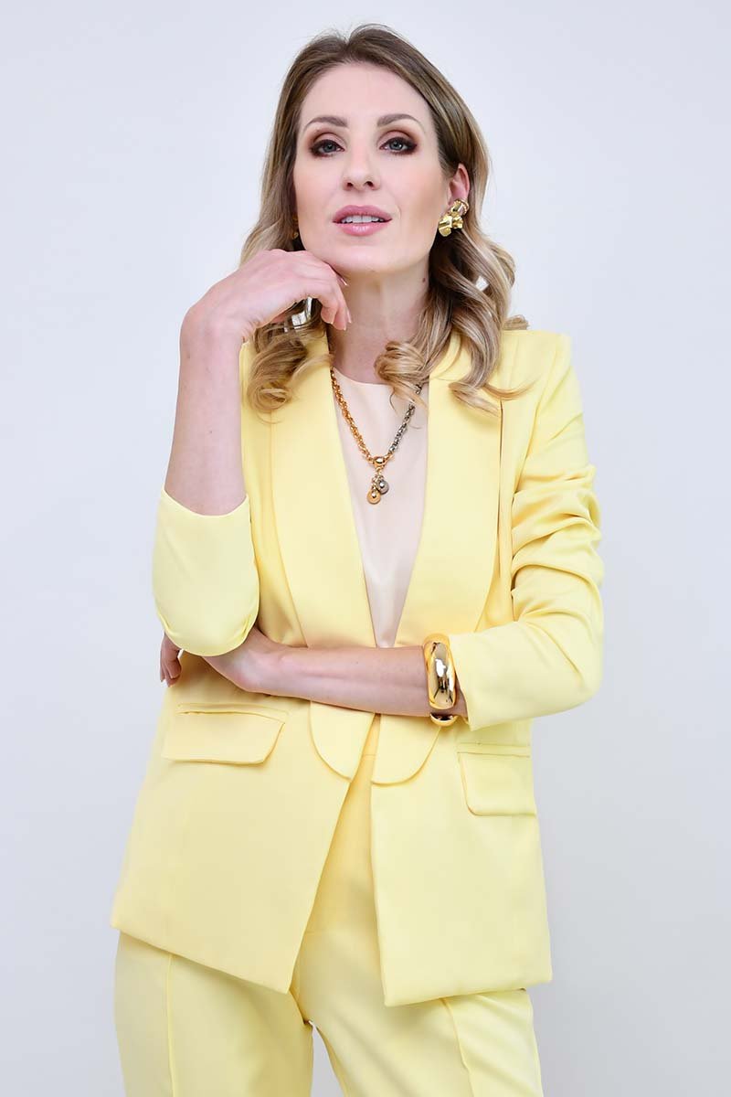 blazer alfaiataria ellen feminino amarelo manteiga