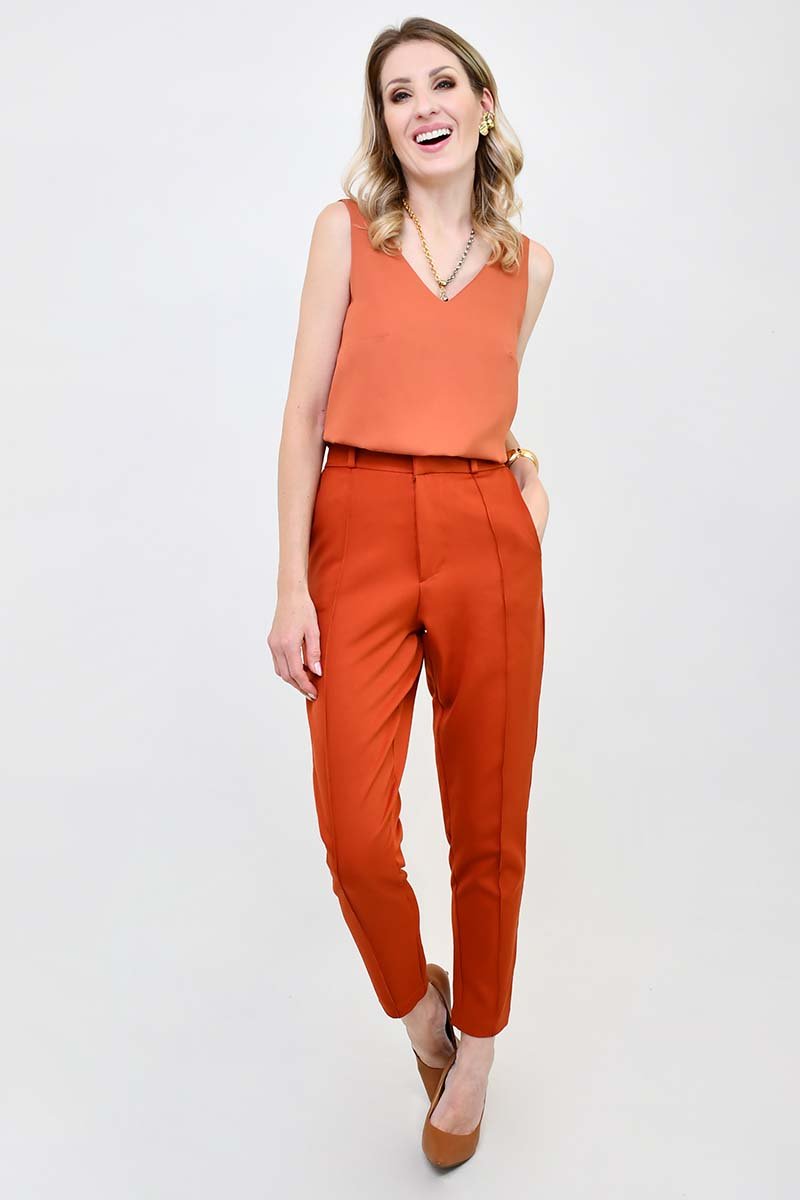 calca alfaiataria ellen feminino terracota