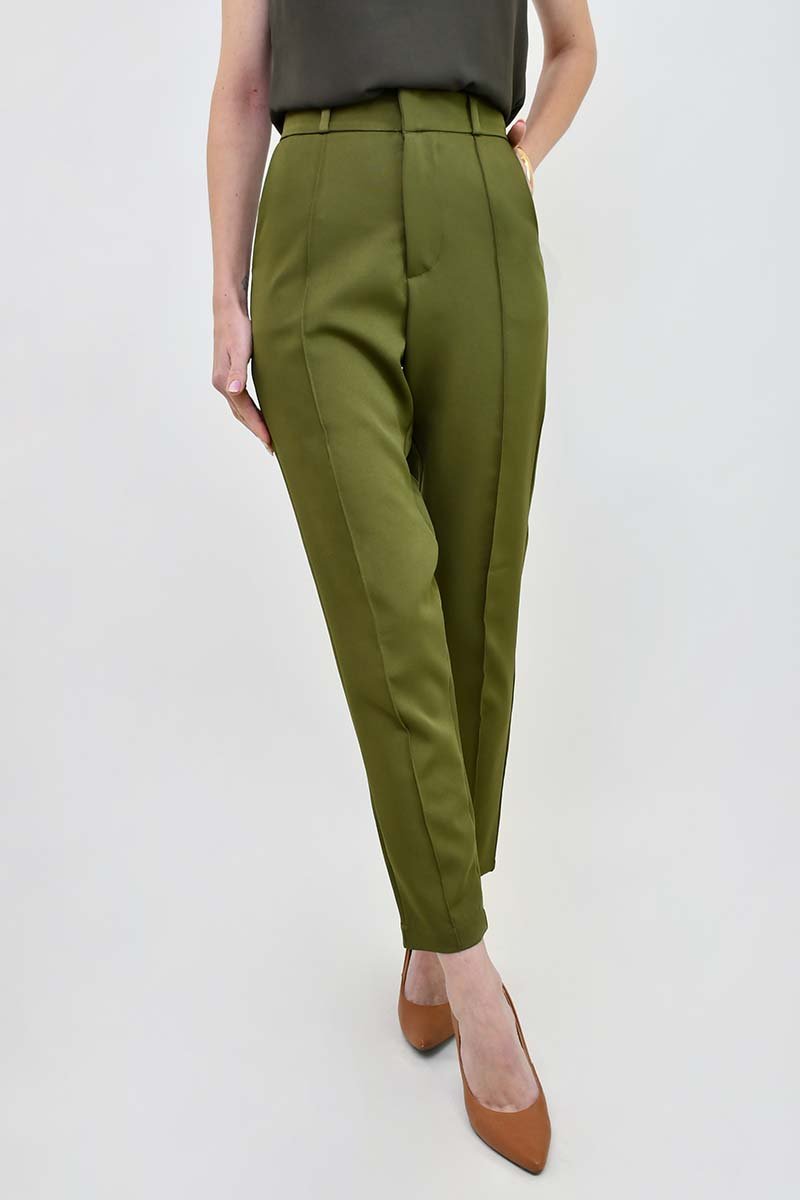 calca alfaiataria ellen elegante verde militar