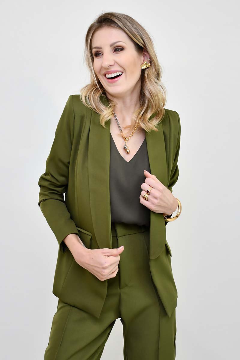 blazer alfaiataria ellen elegante verde militar 1