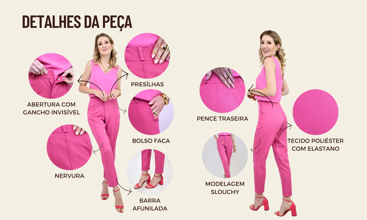 tabela de medidas site calca slouchy alfaiataria ellen rosa pink