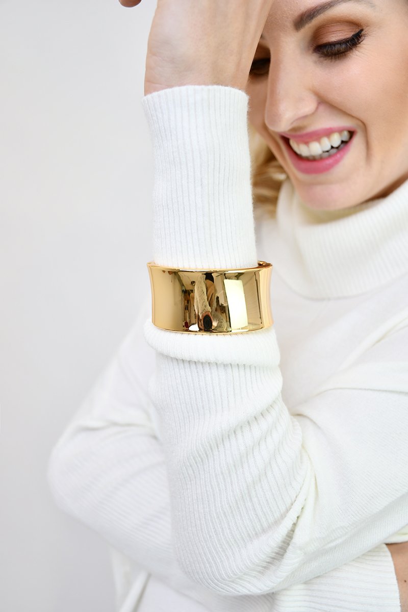 bracelete semijoia liso dourado feminino
