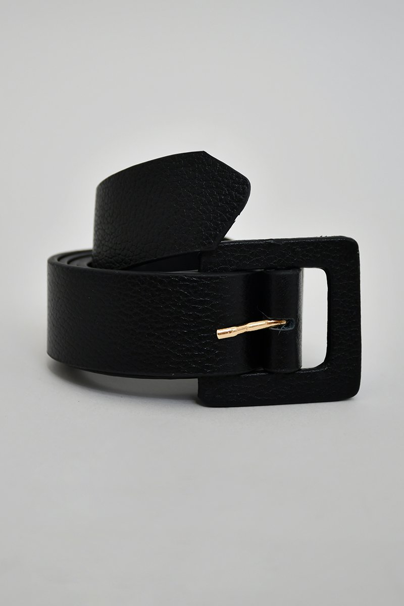 cinto de couro fivela quadrada preto inverno