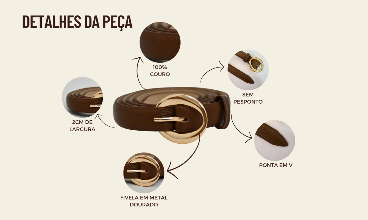 ficha de detalhe cinto de couro fivela oval mocha