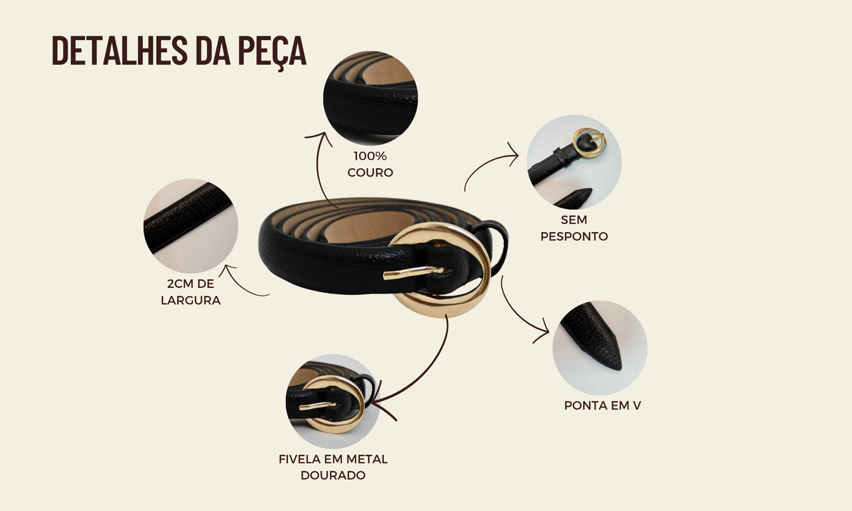 ficha de detalhe cinto de couro fivela oval preto