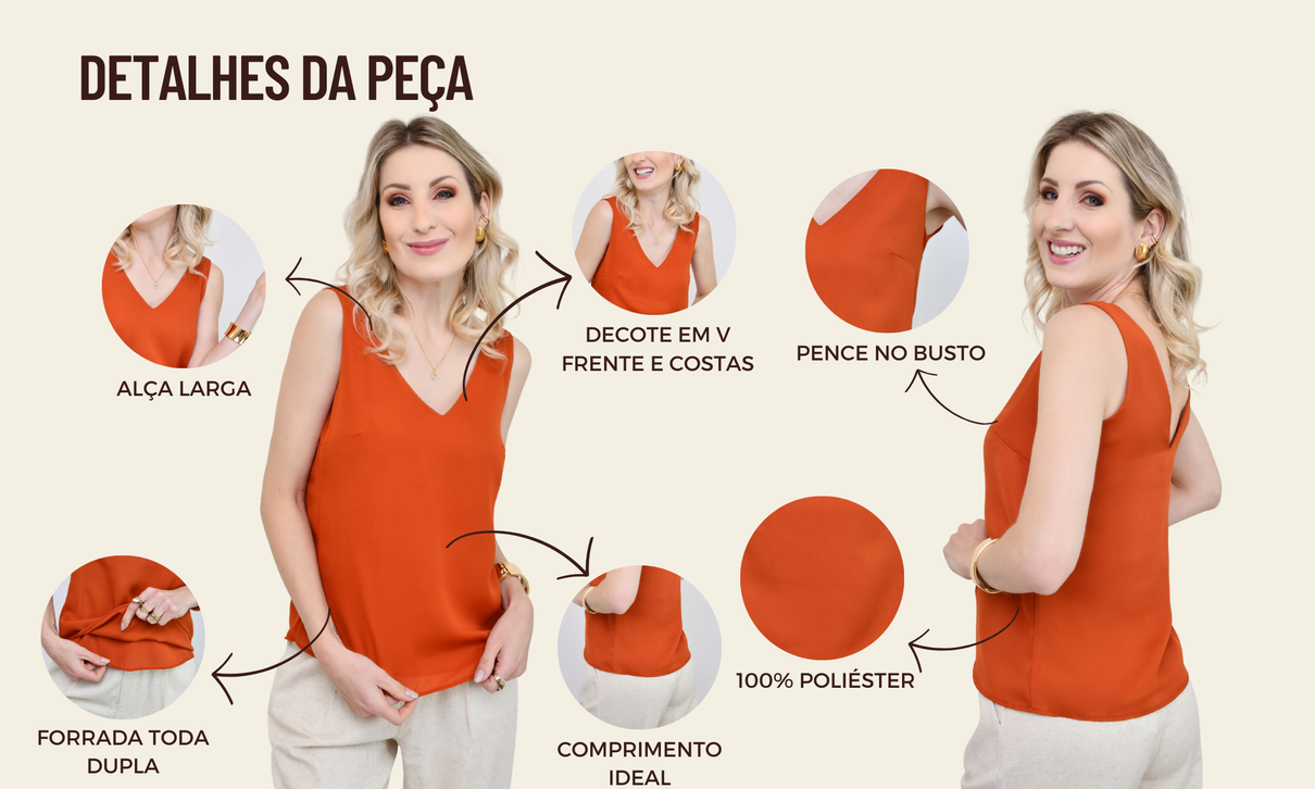 detalhes regata katia laranja queimado