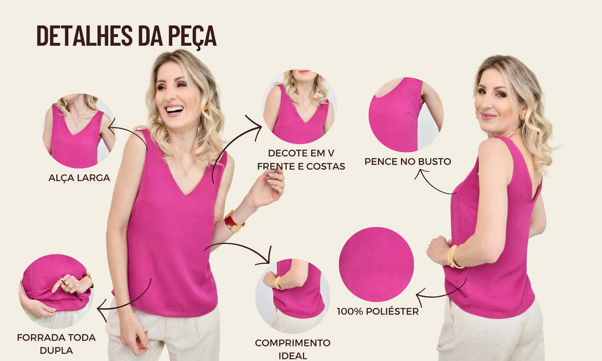 detalhes regata katia rosa fucsia