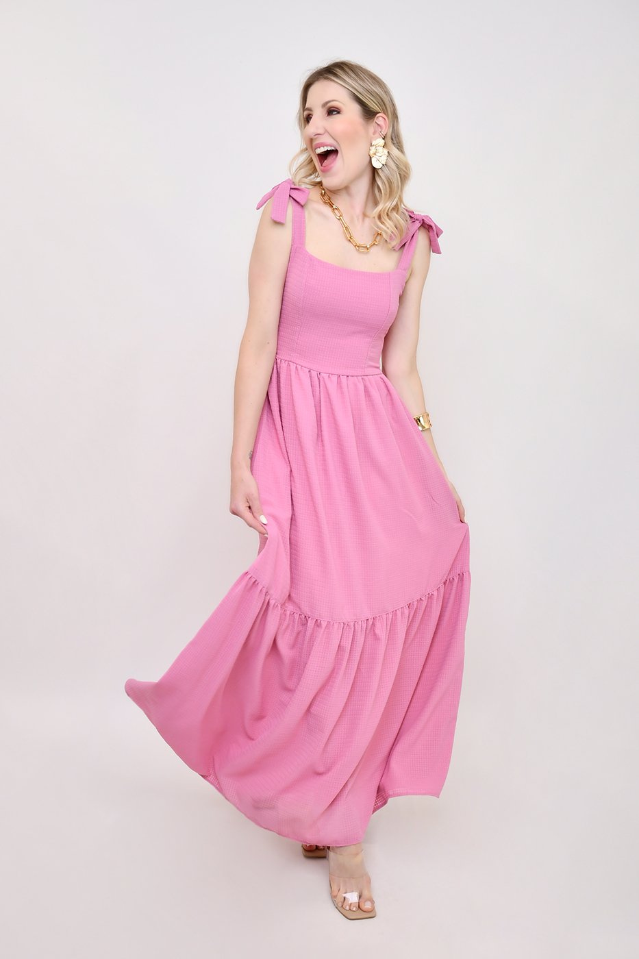Vestido Longo de Alça Larga Penélope Rosa