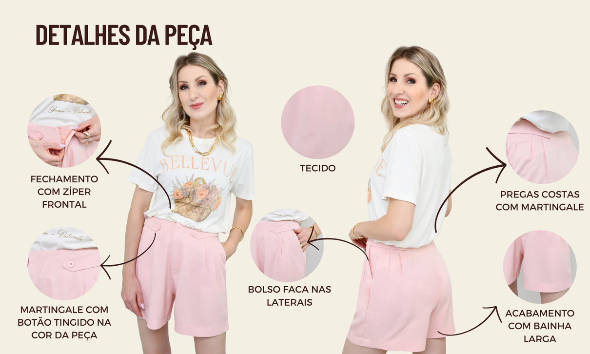 ficha de detalhes bellevue short amabile rosa bebe