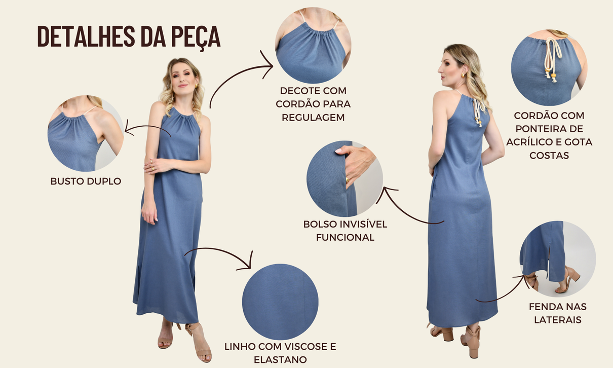 ficha de detalhes vestido liana azul indigo