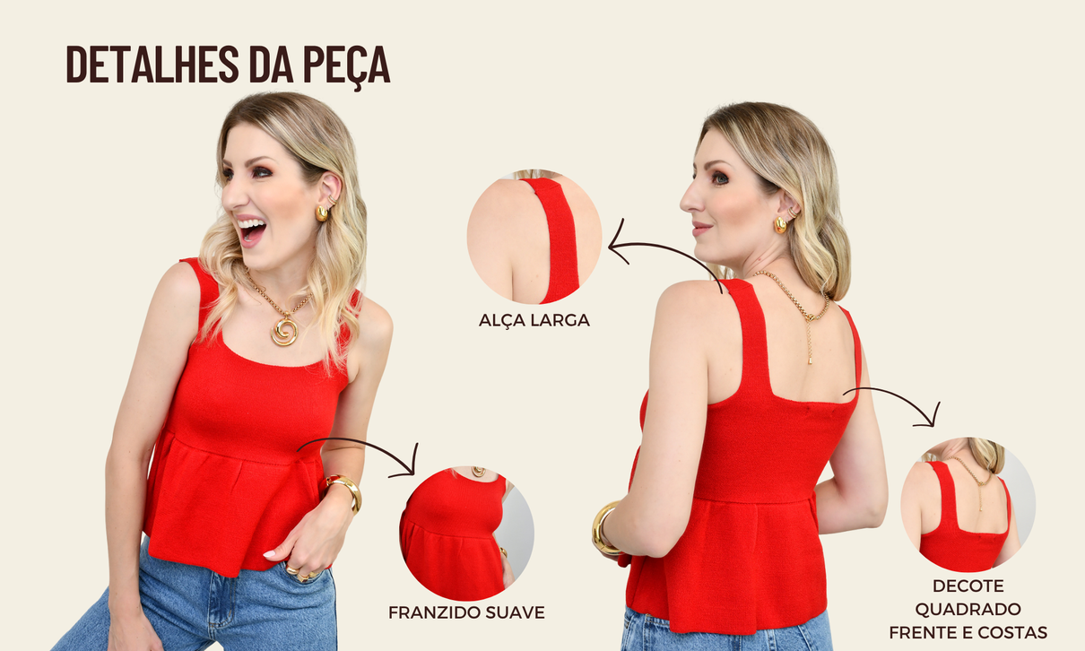 ficha de detalhes blusa peplum jasmine vermelho