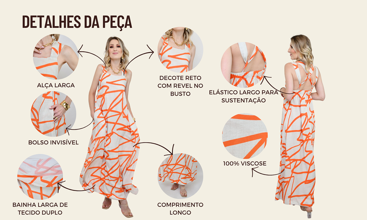 ficha de detalhes vestido deisi laranja