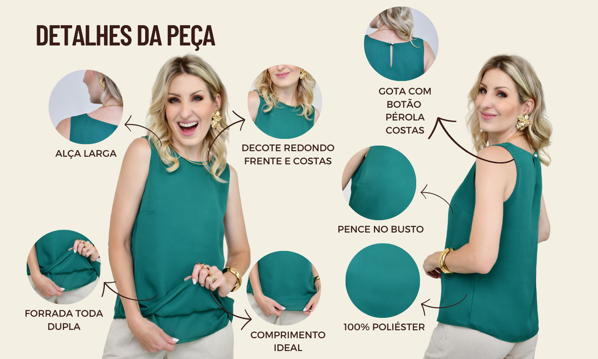 ficha de detalhes regata luiza verde esmeralda