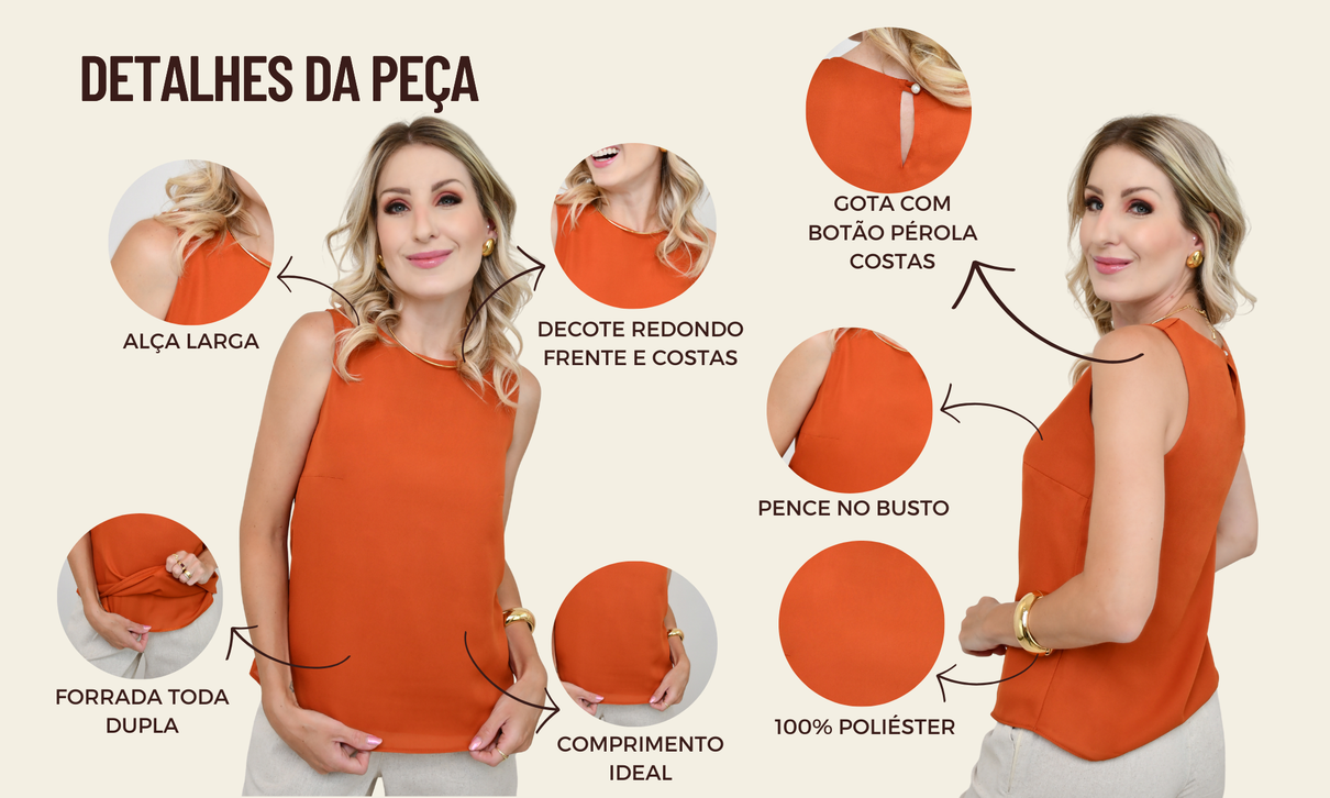 ficha de detalhes luiza laranja queimado quente