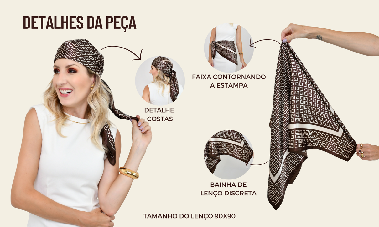 ficha de detalhes lenco marrom com off white