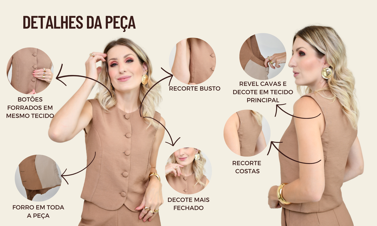 ficha de detalhes colete pamela areia