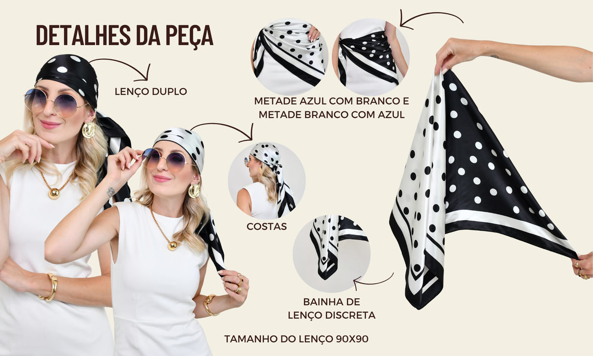 ficha de detalhes lenco poa preto e branco duplo