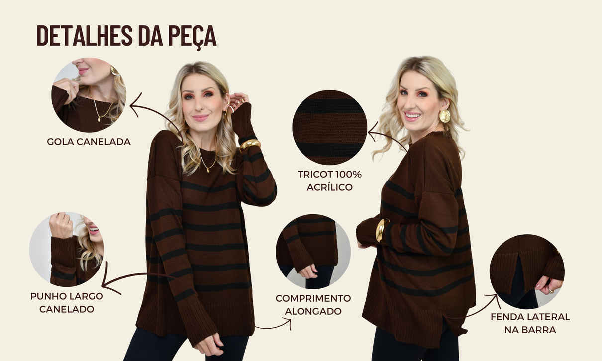 ficha de detalhes tricot tessa marrom com preto