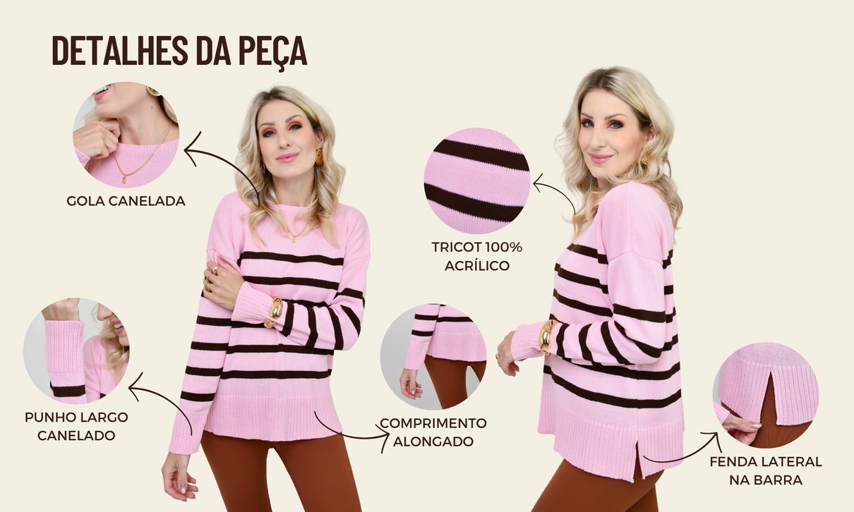 ficha de detalhes tricot tessa rosa bebe com marrom