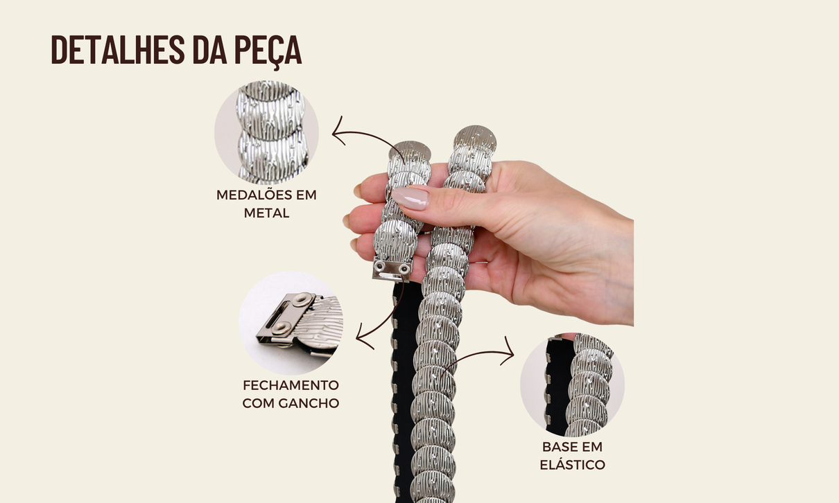 ficha de detalhes medalhas ranhuras elastico prata