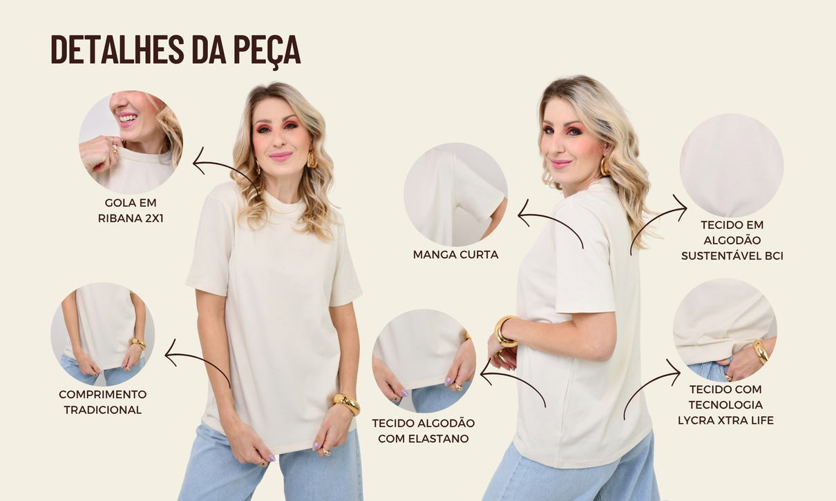 ficha de detalhes t shirt paula creme