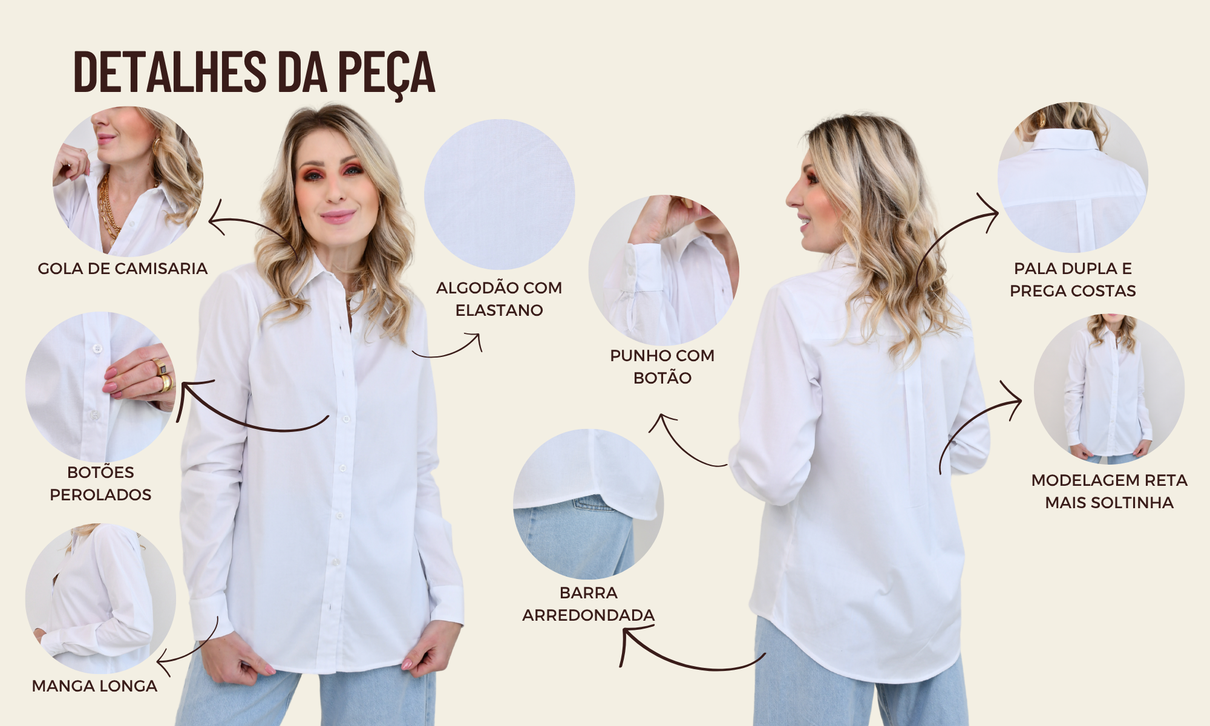 ficha de detalhes camisa luciana off white