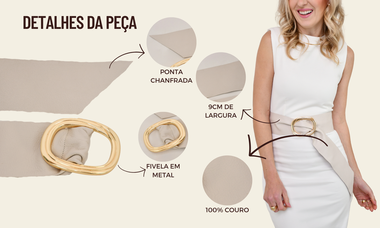 ficha de detalhes cinto de couro fivela oval off white