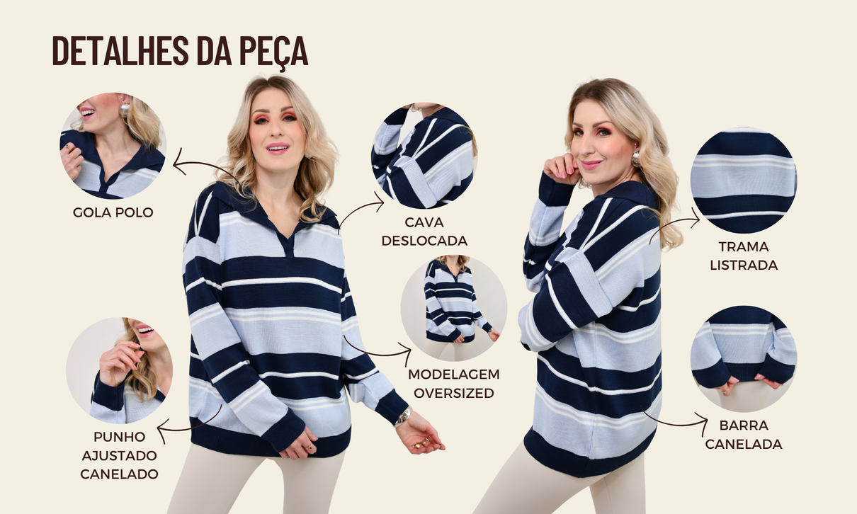 ficha de detalhes tricot gola polo eloah azul marinho azul bebe