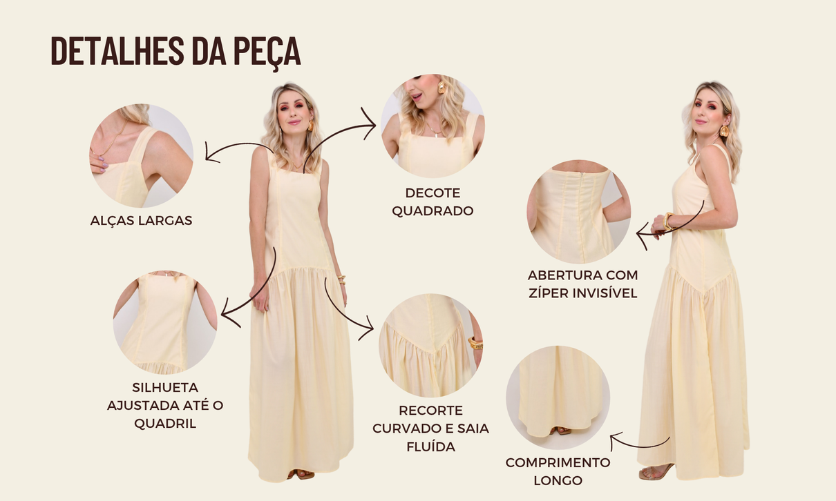 ficha de detalhes vestido ariel amarelo