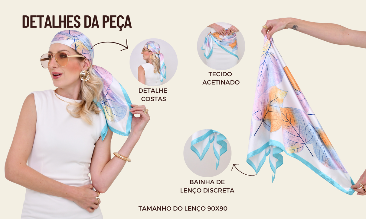 ficha de detalhes lenco acetinado folhas azul