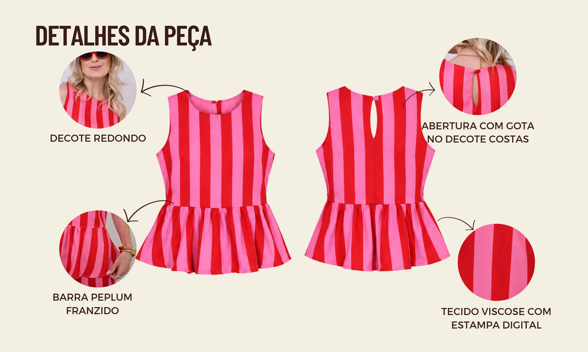 ficha de detalhes regata lia vermelho e rosa
