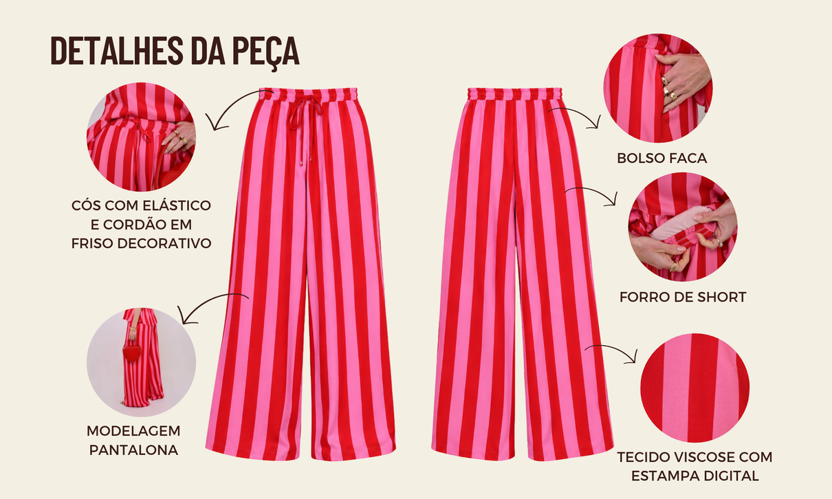 ficha de detalhes calca lia vermelho e rosa